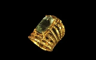 Band A Part 1 - Concave-Cut Green Amethyst Gold-Plated Brass Ring