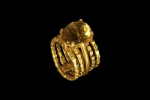 Band A Part 2 - Concave-Cut Citrin Quartz Gold-Plated Brass Ring