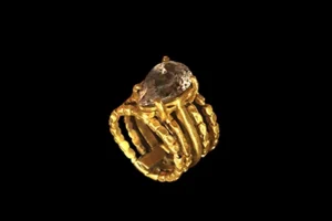 Band A Part 4 - Gold-Plated Brass Ring With Super Seven Quartz