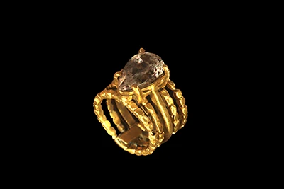 Band A Part 4 - Gold-Plated Brass Ring With Super Seven Quartz