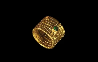 Band Spot 1 - Green Onix Gold-Plated Brass Ring