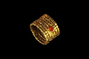 Band Spot 2 - Corniolin Gold-Plated Brass Ring