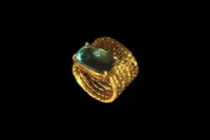 Beyond The Band 1 - Gold-Plated Brass Ring With Blue-Green Fluorite