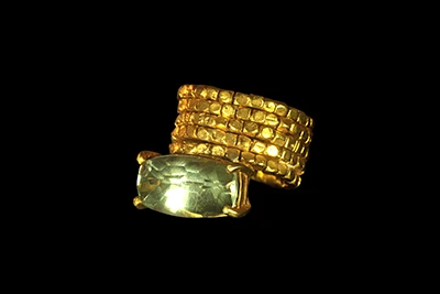 Beyond The Band 2 - Gold-Plated Brass Ring With Green Amethyst