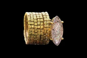 Beyond The Band 3 - Super Seven Quartz Gold-Plated Brass Ring