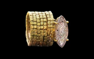 Beyond The Band 3 - Super Seven Quartz Gold-Plated Brass Ring