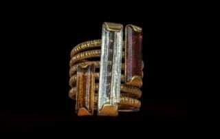Eternity 1 - Scapolite and Tourmalines Gold-Plated Brass Ring