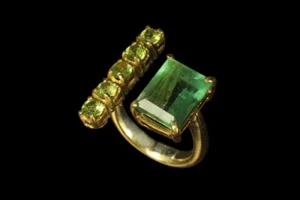 Fifth 1-3: Gold Plated Silver ring with Fluorites Fifth 1-3: Gold-Plated Silver ring with Fluorites